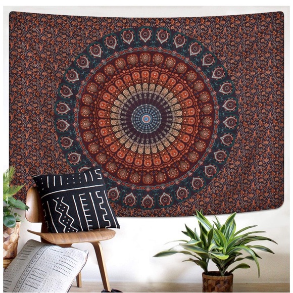 Colorful Retro Hippie Floral Bohemian Mandala Tapestry/Blanket/Art Decoration - Picture 3 of 9